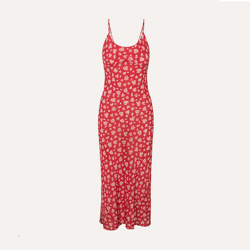Women Dress White Dress Plus Size Dresses Festival Sexy 690 Low-cut Silk Strap Long Asymmetrical Backless Dress Printed French Vacation Style Feminine