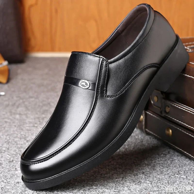 Mens business Shoes Round headed formal leather shoes Black casual work shoe Non slip lace up Male Loafers Zapatos Homme 250613