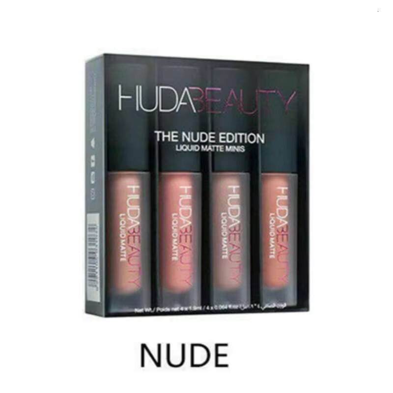 4pcs Lipstick Set Matte Gloss Waterproof Glaze Tint Non-stick Non-Fading Lips Huda Makeup Cosmetic Lip Care happy