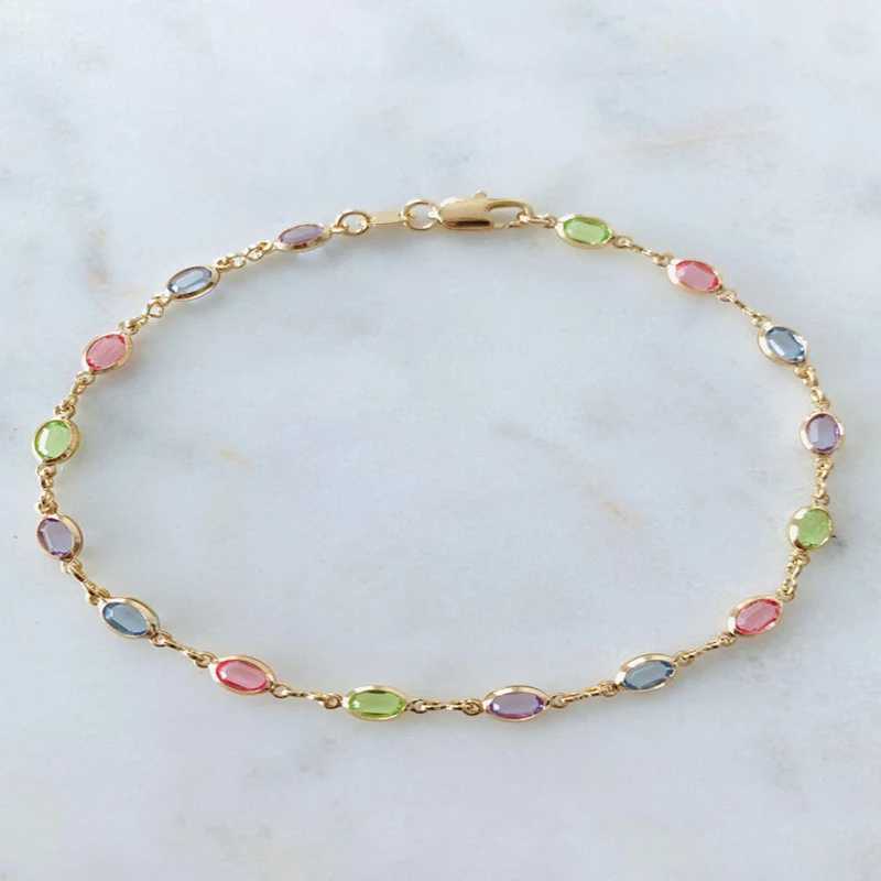 Gold Plated Multi Color Crystal Beads Anklet Chain Ankle Bracelet For Women Girl Summer Ankle Bracelet Boho Beach Foot Chain W250617