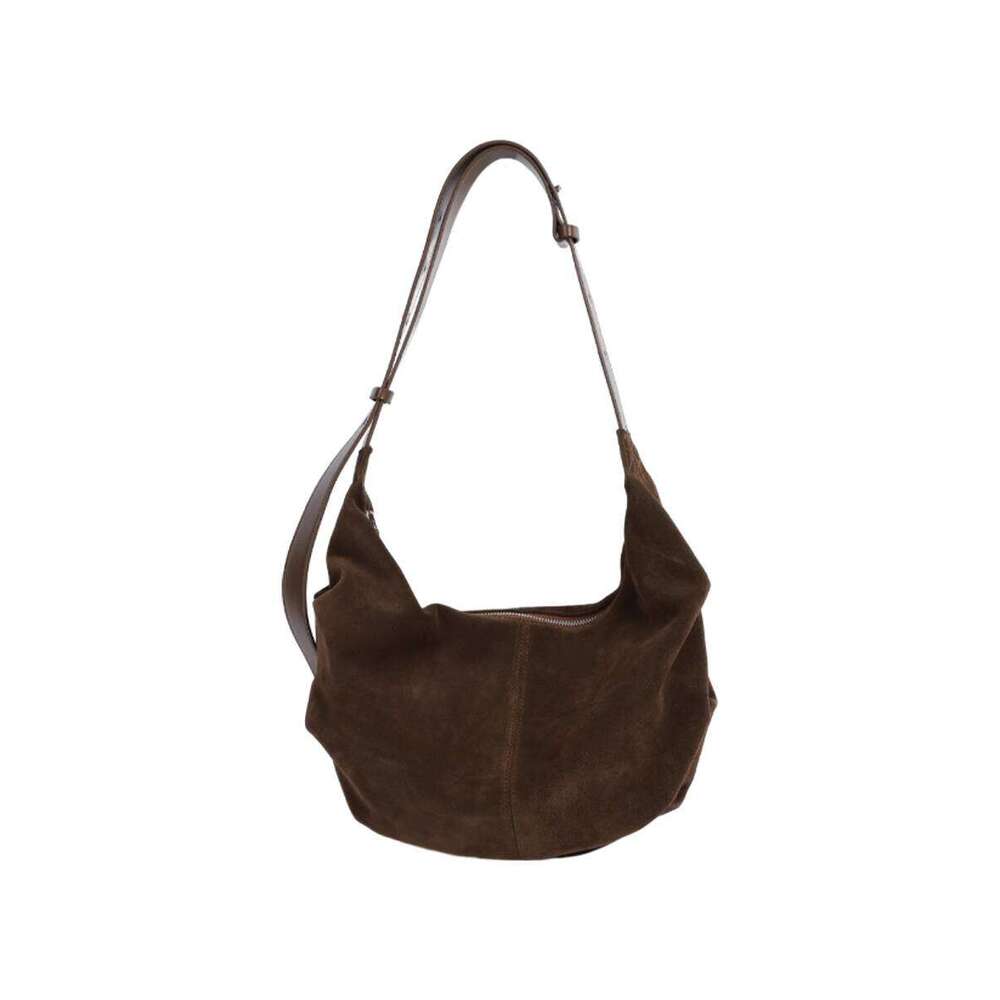 Women New High end Niche Designer Suede Genuine Leather Crossbody Dumpling Bag