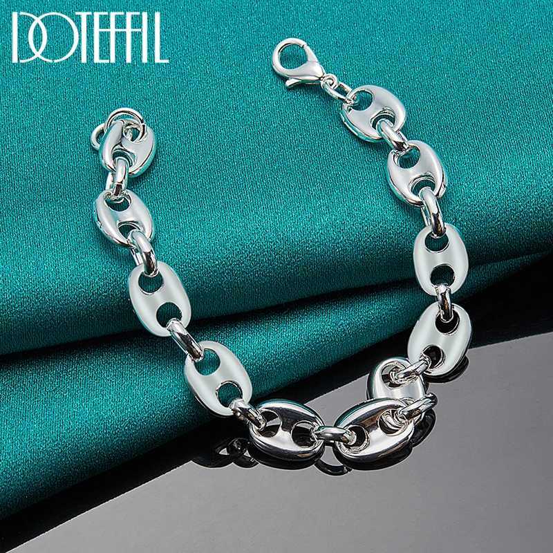 DOTEFFIL 925 Sterling Silver 18K Gold Simple Classic Chain Bracelet For Women Men Wedding Engagement Party Fashion Jewelry W250617