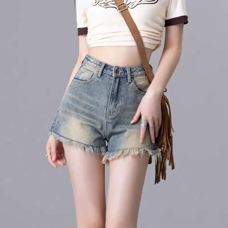 Blue High Waist Female Short Jeans Pants Casual To Wear Hot Fashion Clothing 2025 for Summer Outfits Trend Womens Denim Shorts