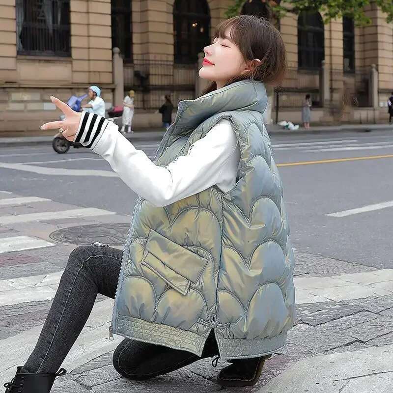 Womens Vests Quilted Warm Classic Cheap Cold Elegant Coats on Sale Lady Padded Cotton Giletes Demi-season New Outerwear Working