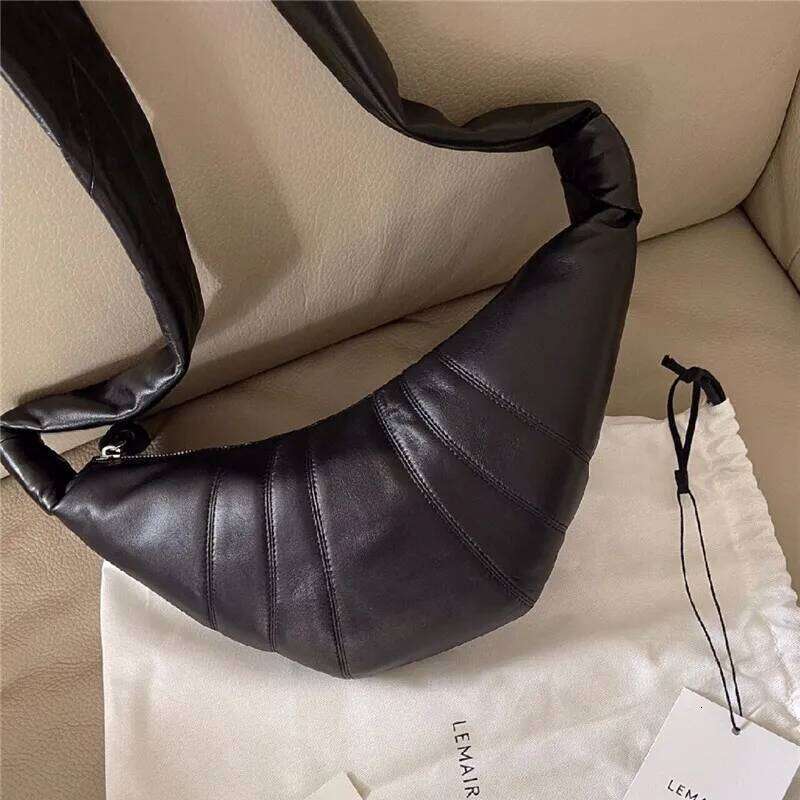 Brand Lambskin Genuine Leather Croissant Trendy Must-have Shoulder Crossbody Bag Couple Style