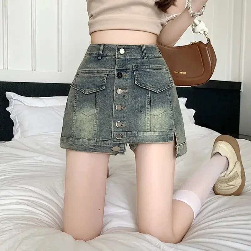 Short Jean Pants Woman Button High Waist Denim Shorts for Women Casual XL Streetwear Wholesale Fashion 2025 Cheap Kpop Clothing
