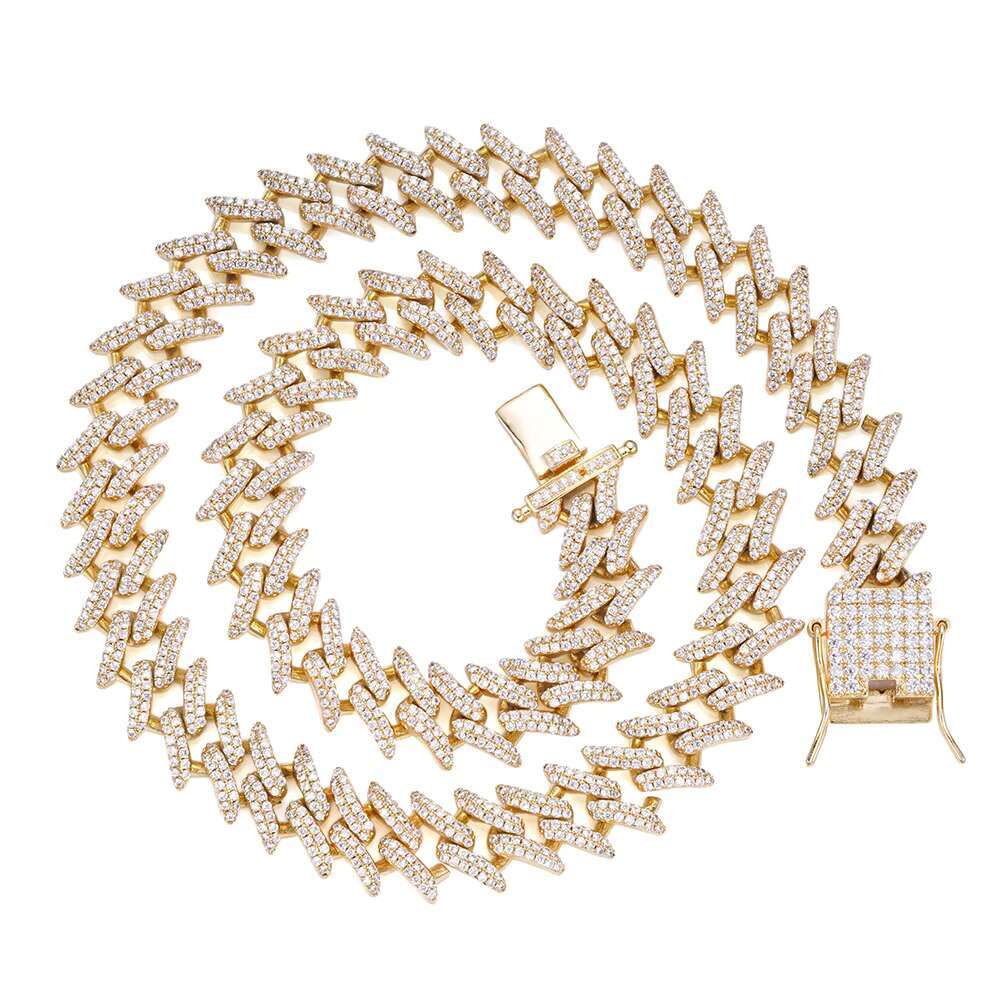 New Design 12mm Fashion Jewelry Mens Cuban Link Chain 925 Sterling Silver Iced Out Vvs Moissanite Gold Plated Hiphop Cuban Chain