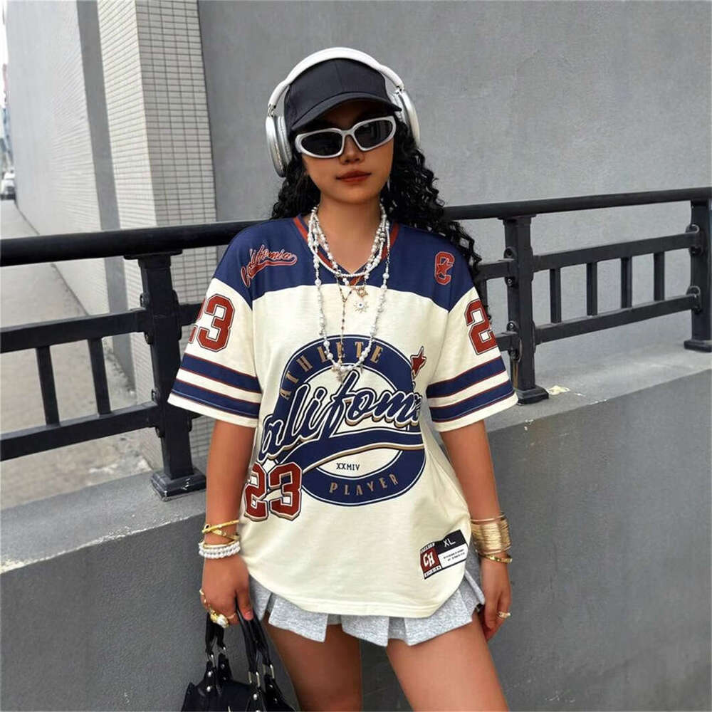 Summer New Women's Fashion Personality Trend Street Style Loose Printed T-Shirt Short Sleeve B5