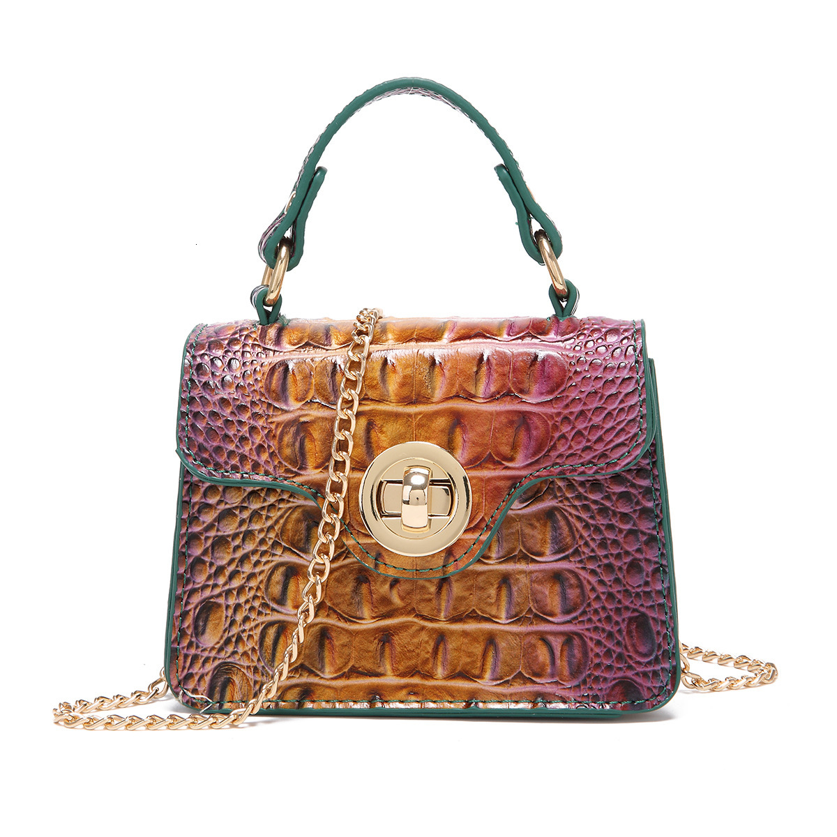 Free Shipping Designer Handheld Crossbody Wallet Mother And Child Retro Women's Bag Luxury Multi-color Brahmin Fashion Crocodile Pattern