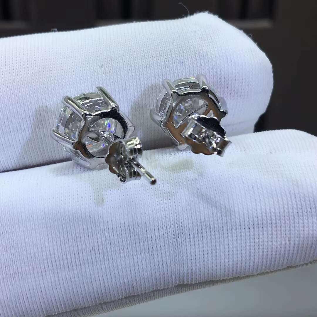Silver 925 Original Total 4 Carat D Color Diamond Test Moissanite Stud Earrings Party Gemstone Jewelry