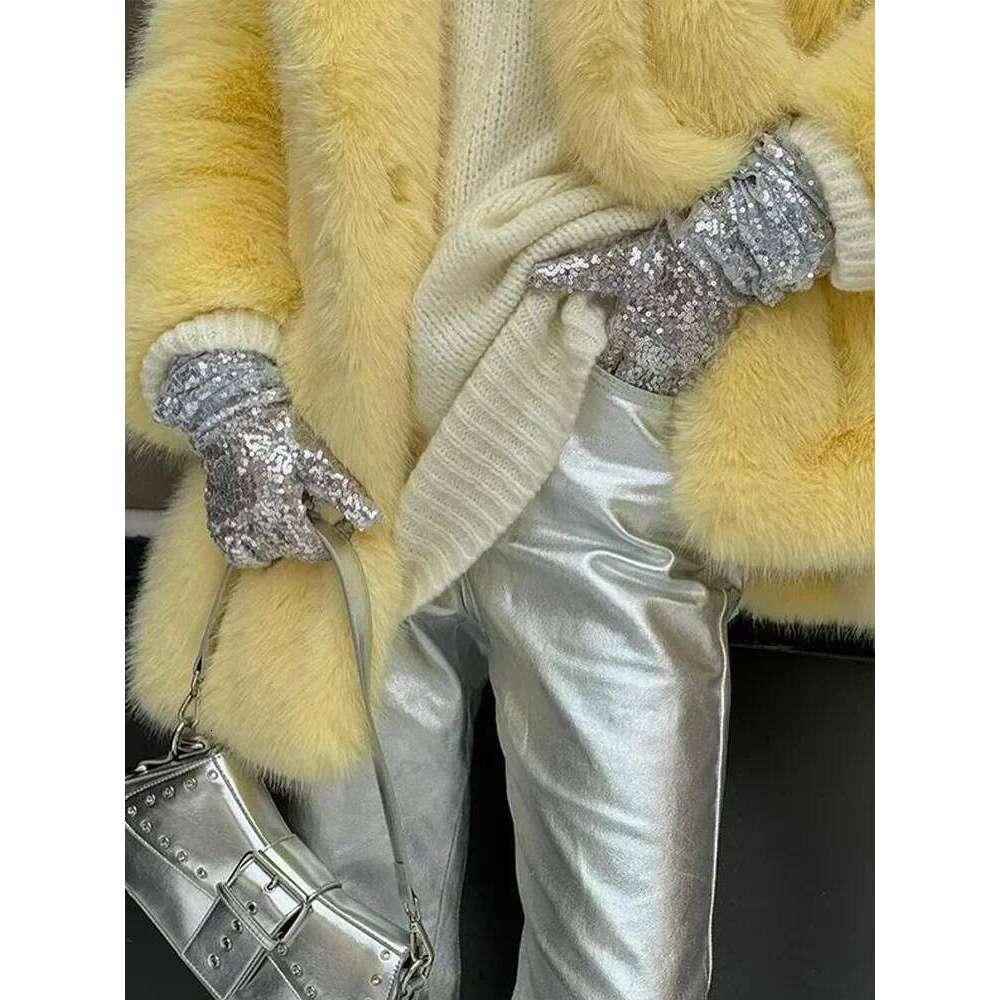 Thick Warm Women Coats Turn-down Collar Faux Fur Pocket Jackets Outwears 2024 Autumn Winter Soft Fluffy Ladies Overcoat