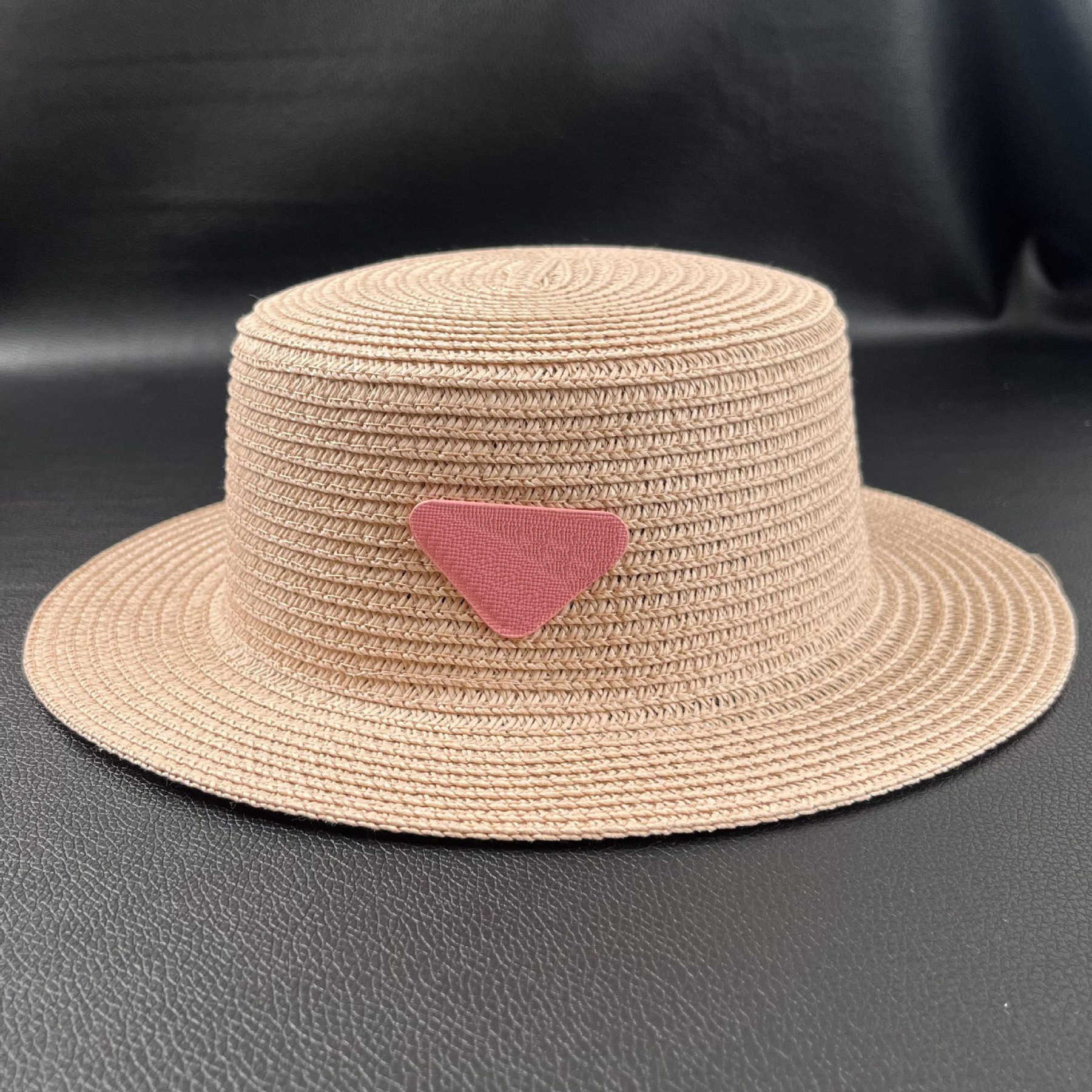 Spring and Autumn P Home Inverted Triangle Straw Hat for Women, Summer Flat Top British Jazz Sun Hat, Sunshade and Sun Protection Hat 250615