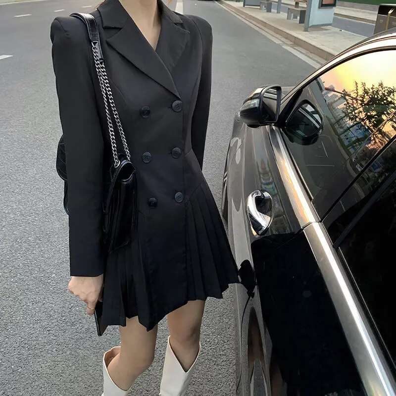 Womens Dress Blazer Clothing Chic and Elegant Pretty Female Dresses 2025 Formal Occasion Spring Retro Promotion Loose X Xxl Y2k