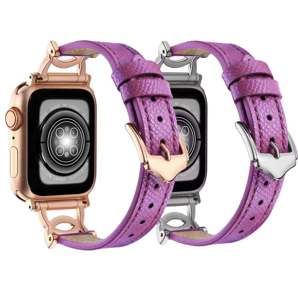 DHgargets Slim Metal C Buckle Strap Apple Watch Series 9 8 7 6 SE Women Leather Band for watch 5 4 Classic Design
