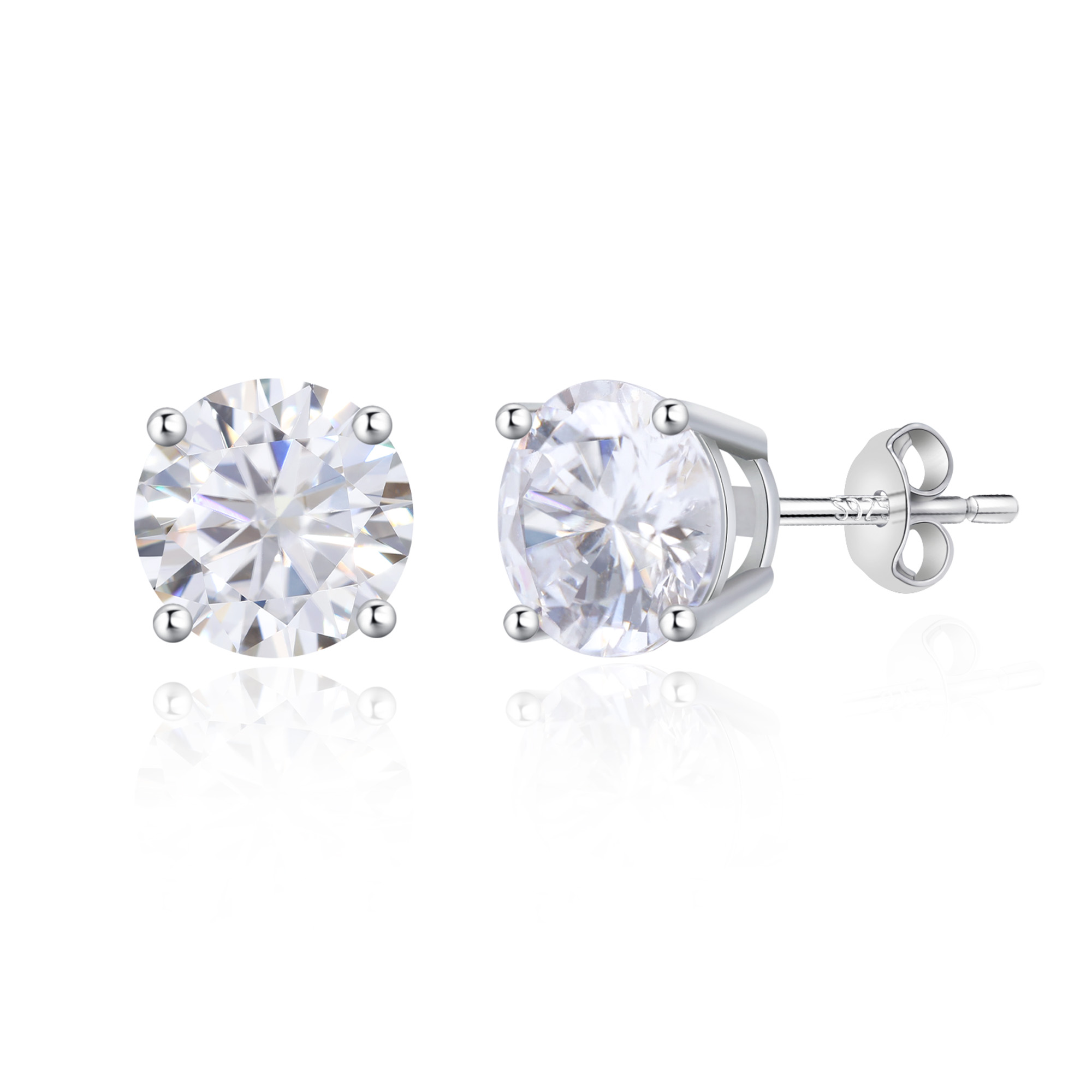 Glistening 18K Gold-Plated Silver-Tone Zirconia Stud Earrings, Radiate Sophistication
