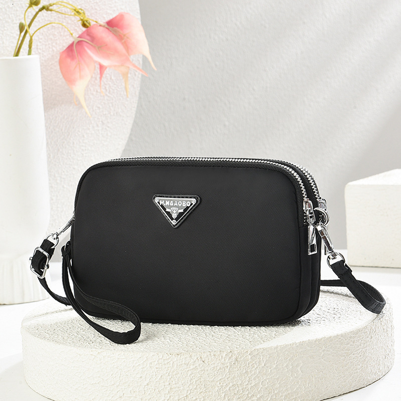 2025 New Women's Phone Bag Nylon Oxford Cloth Mini Shoulder Width Retro Women's Single Shoulder Crossbody Bag Solid Color Zero Wallet