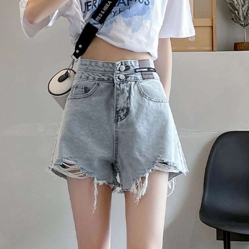 Loose Baggy Wide Womens Denim Shorts Ripped Female Short Jeans Pants Elasticty Hot Harajuku Fashion Offer Original Hot Casual