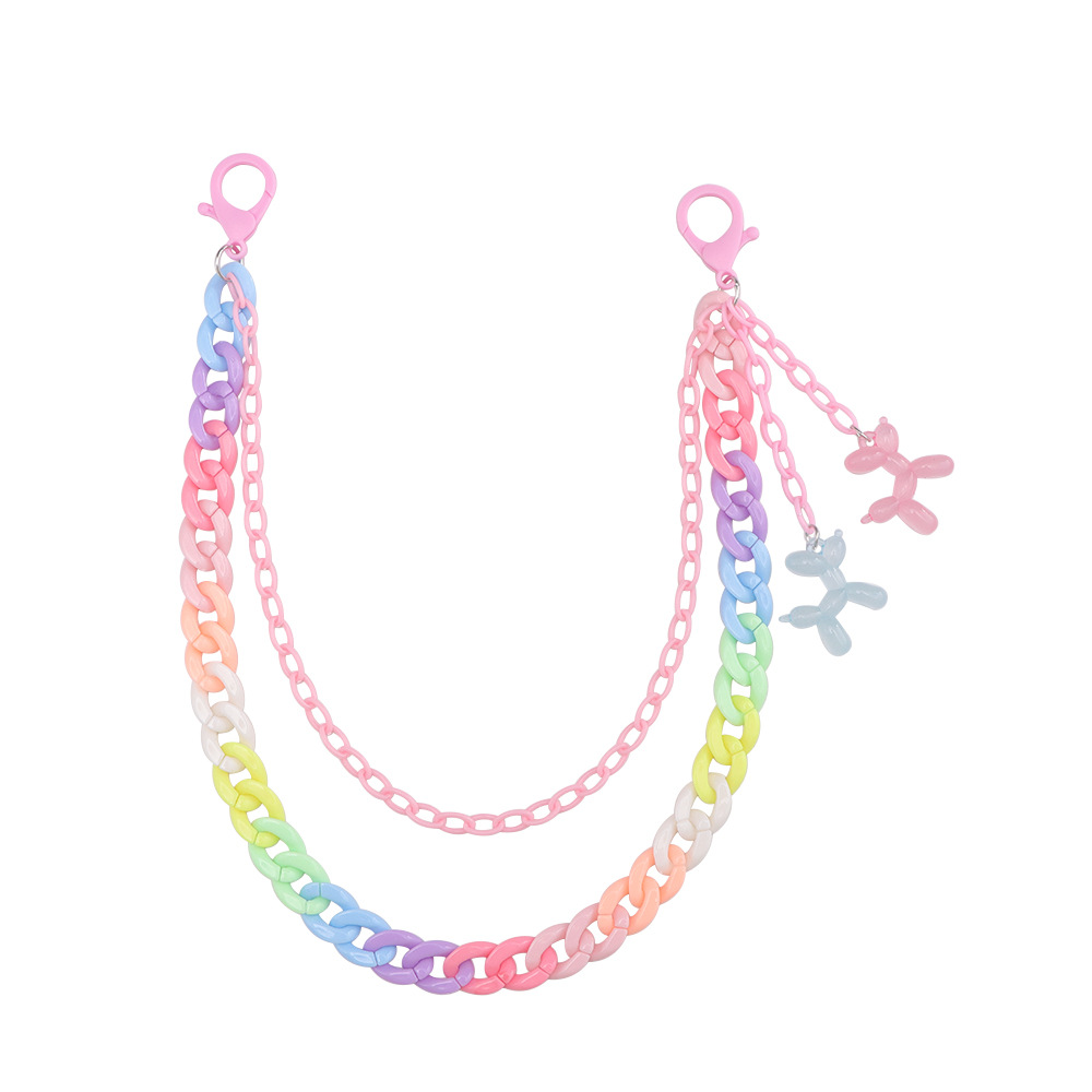 Stage Wear Dance Accessories Fashionable and versatile colored rice bead resin chain double-layer pants chain acrylic colored pants chain