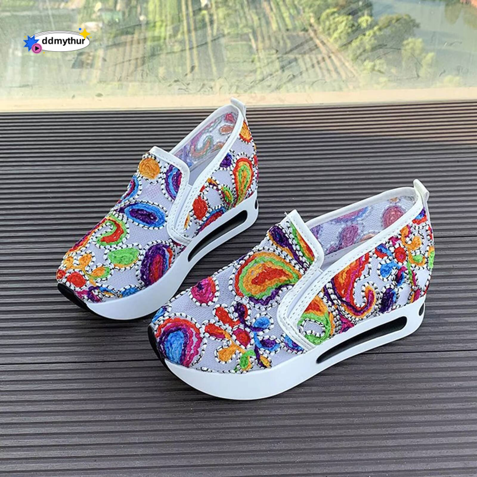 Summer Walking Sandals For Women Women'S Floral Embroidered Mesh Sneakers Breathable Spring And Insulated Casual Shoes ddmythur