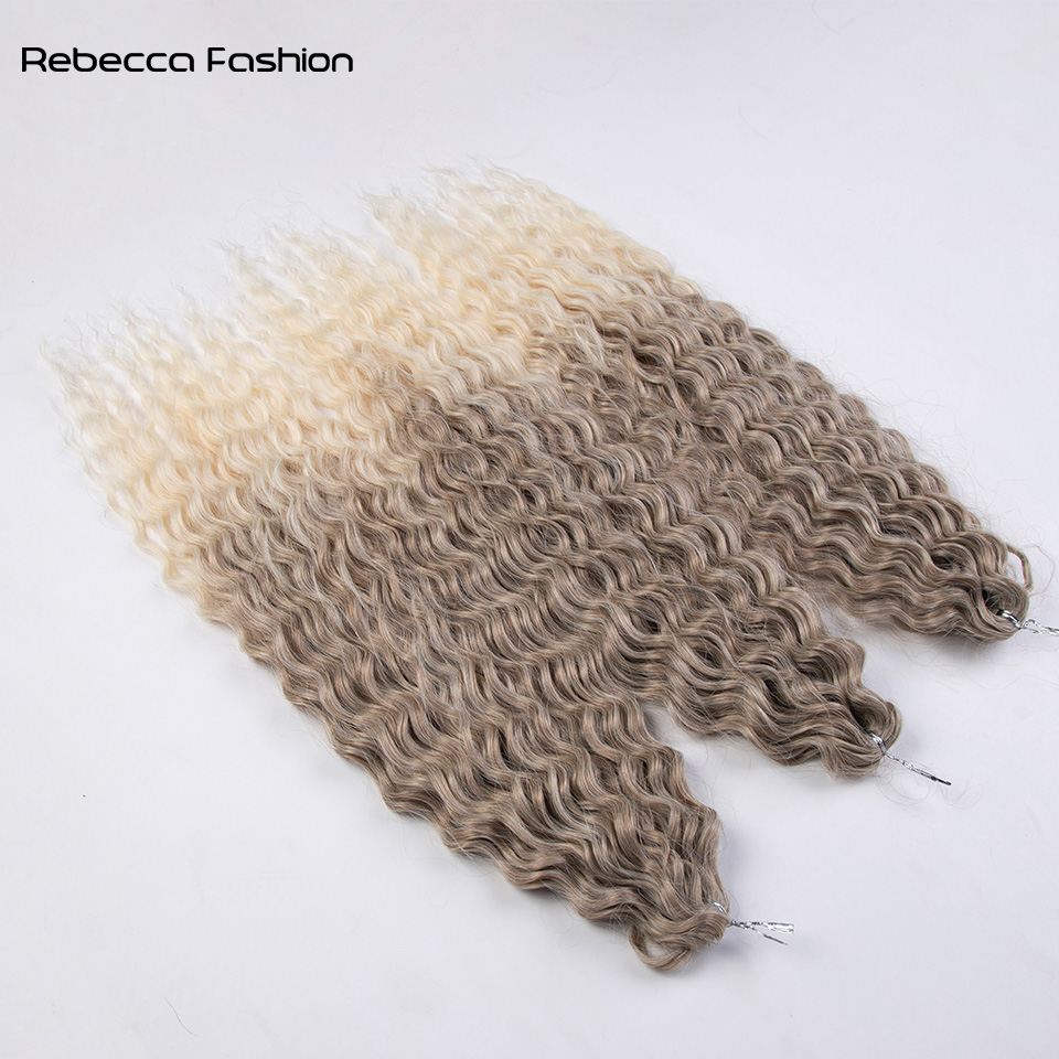Rebecca Fashion Soft Water Wave Braids 22 Inch Ombre Blonde Extensions For Women Crochet Hair Extension