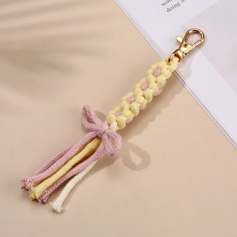 Multi-purpose Cotton Rope Key Chains Colorful Braided Cotton Rope Keychain Large Zipper Puller Handmade Ornament 250616