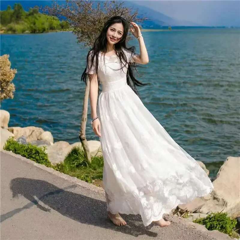 Elegant Womens Long Sleeve Dresses Embroidery Female Dress White A Line Y2k New In Chic Pretty G On Sales Casual Youth Designer