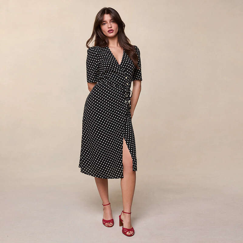 Vestido De Mujer Clothes Women Designer Womens Dress Plus Size Dresses 114 # 2025 Button Tea Wrap Dress Summer New French Style Womens Fashion