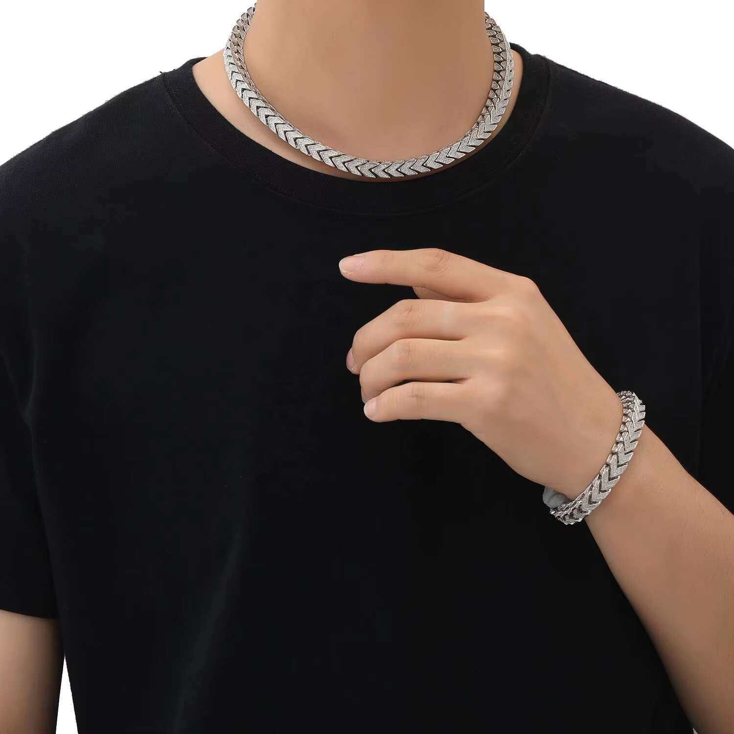Hip Hop Jewellery Cooper Material 8mm Miami Cuban Chain V Shape Pattern 4 Side Full of CZ Diamond Bracelets
