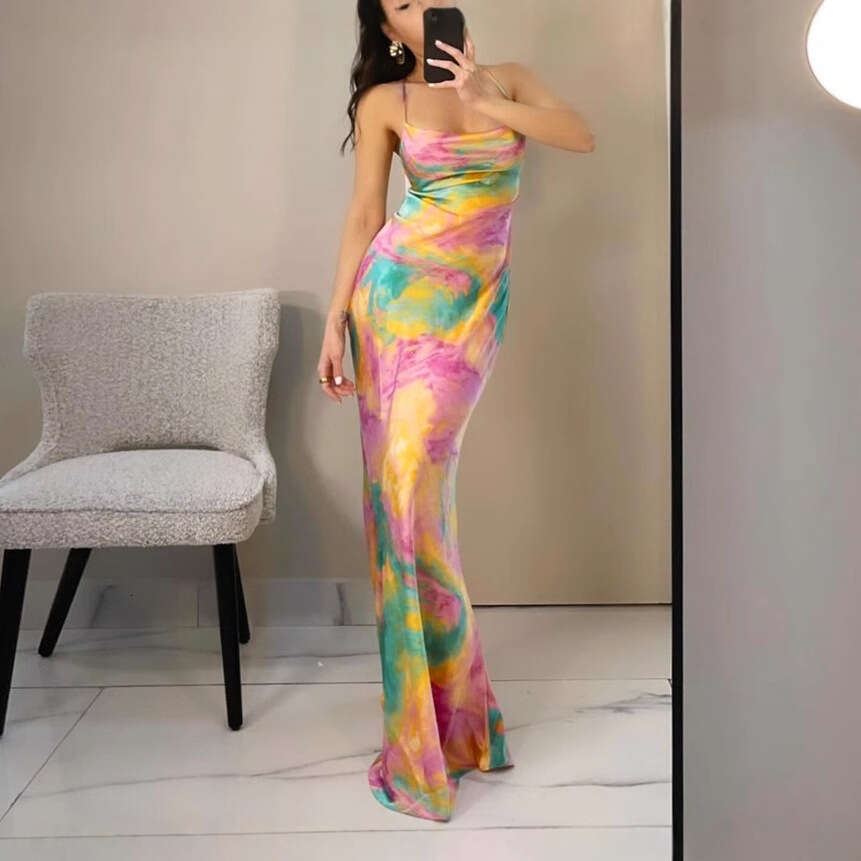 Women's Fashion Summer New Stylish Elegant Printed Sexy Slim Dress B5