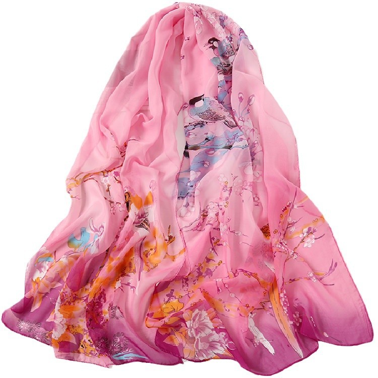 K1054 Spring and autumn printed beach towel sunscreen silk scarf chiffon scarf affordable mixed batch stall supply gift wholesale scarf