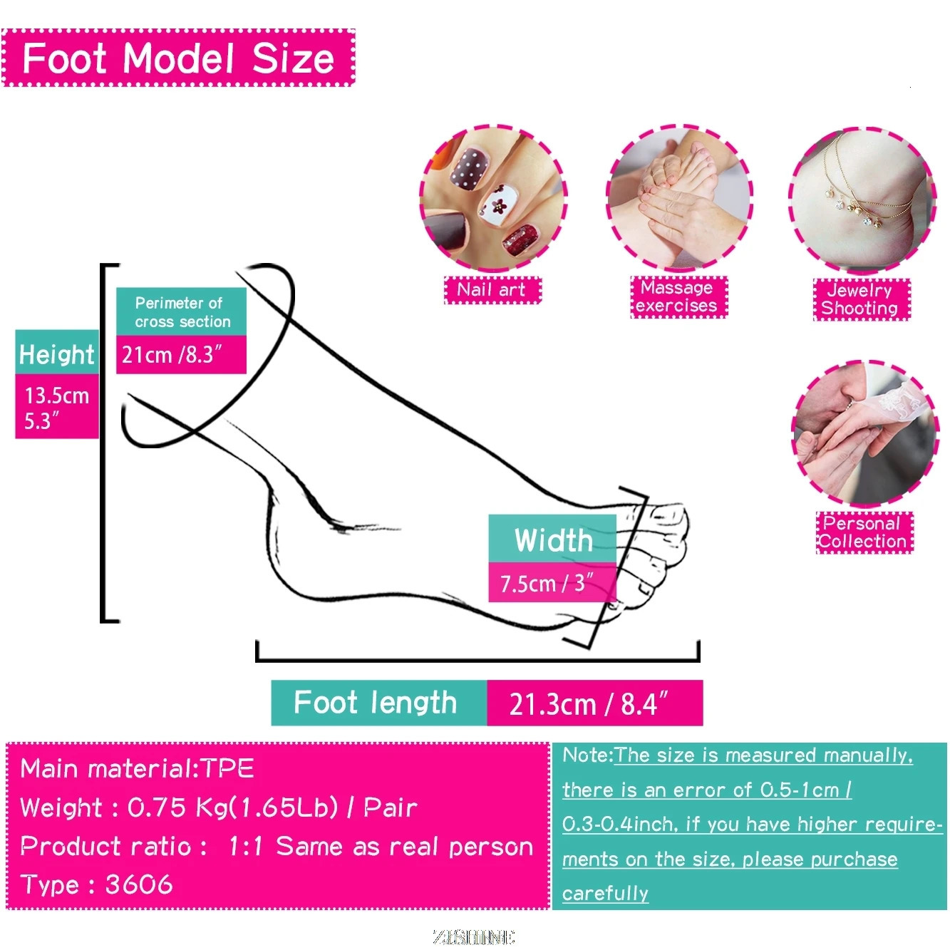 Silicone Foot Model Simulation Nail Practice Feet Fetish Female Mannequin Foot Manicure Shoes Socks Display Massage Salon 3606 250611