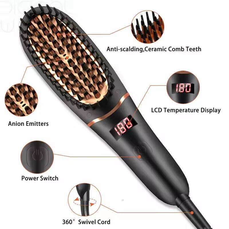 2024 Home hair LCD display negative ion multi-function fast heating beard straightener