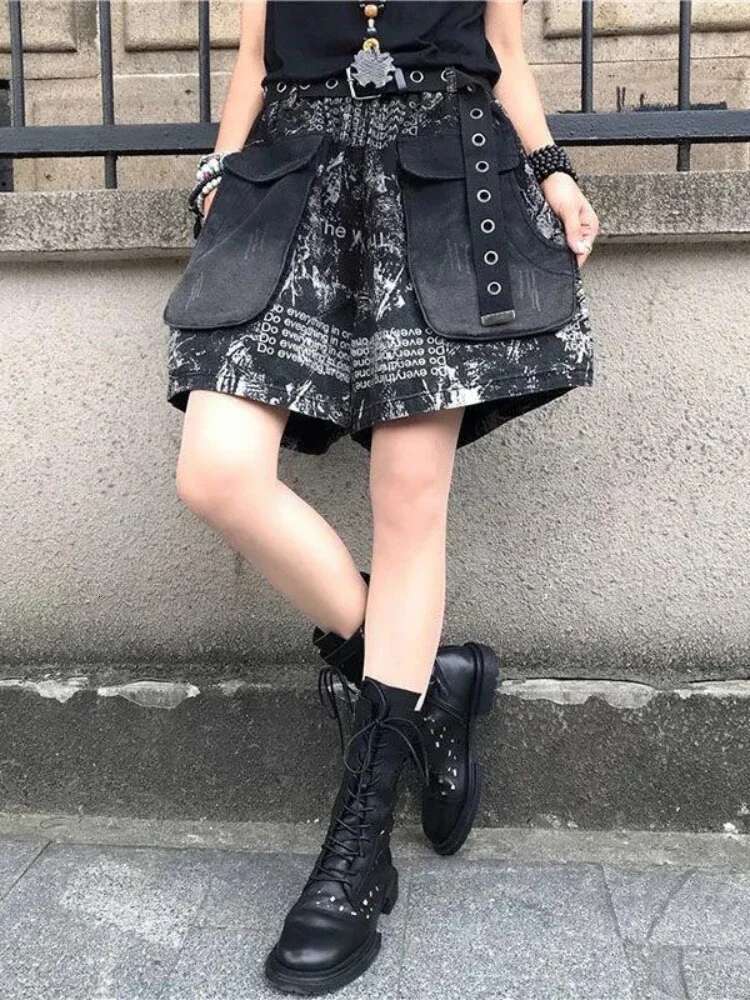 Wide With Waist Pocket Denim Shorts for Women Stretchy Outfits Outdoor Harajuku Fashion Streetwear Hot XL Short Jean Pants Woman