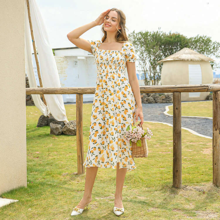 Black Dress Sexy Vestidos Elegantes N335 Rayon Floral Slim Dress 2025 Summer New French Style Fresh and Natural