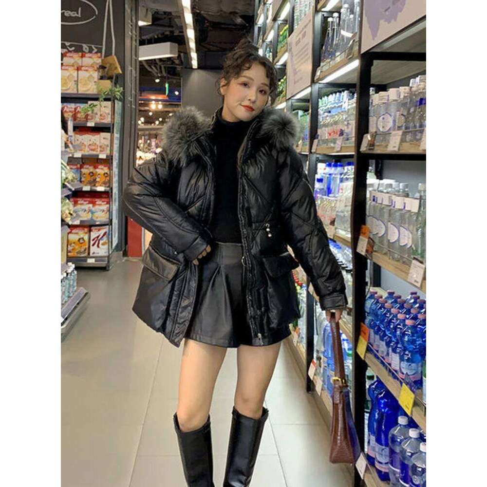 2024 Winter Down Jackets Women Fur Collar Warm Parkas Fashion Hooded Puffer Jacket Coats Big Pocket Female Padded Overcoat