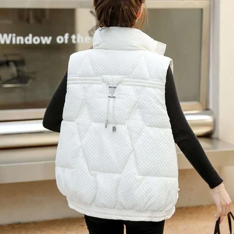 Loose Lady Padded Cotton Giletes Stand Collar Working Insulated Demi-season Womens Vests Casual Classic Elegant New Outerwear