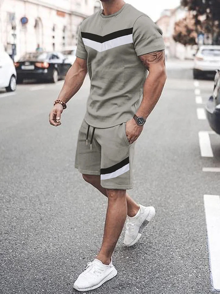 Summer Everyday Casual Mens T-shirt Shorts Set Urban Street Fashion Mens Short-sleeved Outdoor Sports Mens Shorts 3D Printing 250617