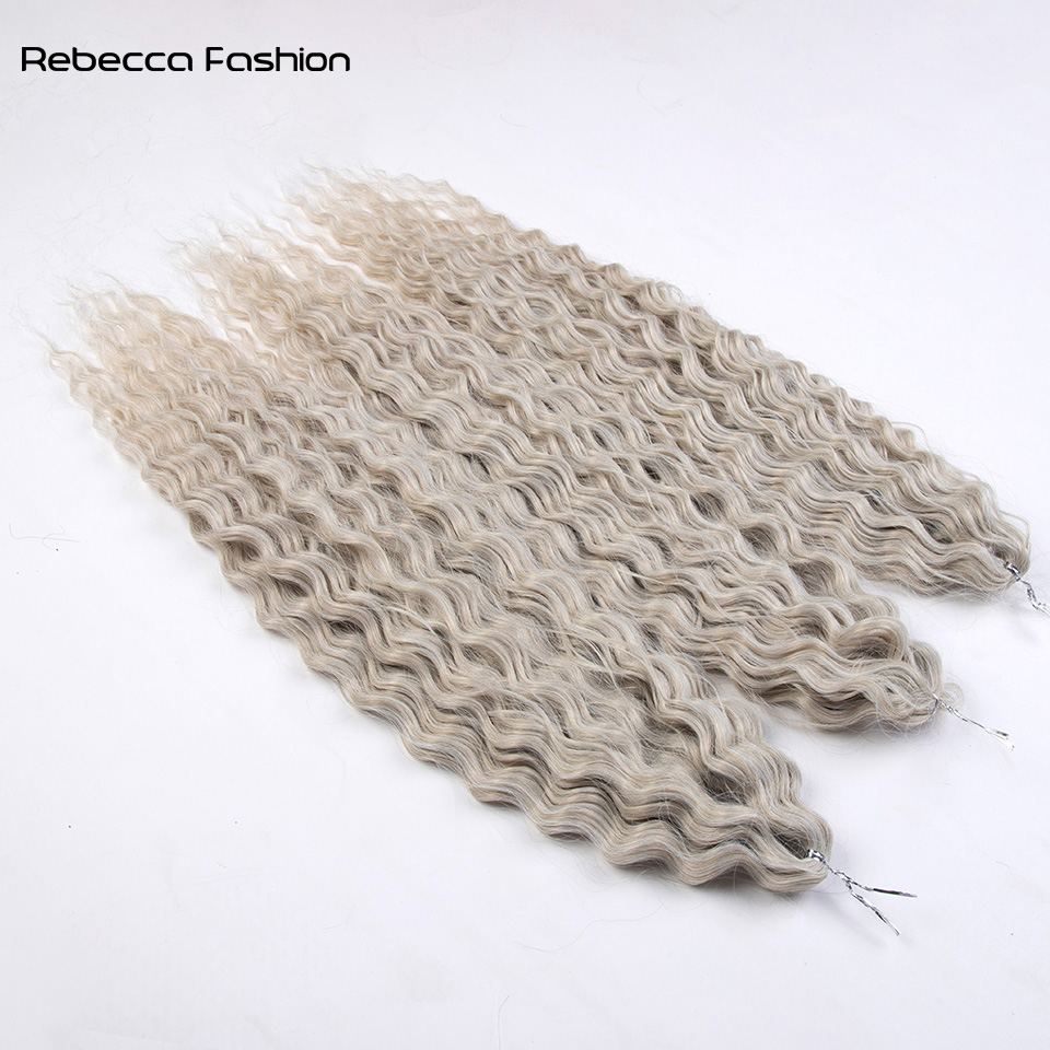 Rebecca Fashion Crochet Soft Water Wave Dreadlocks Afro Curls Braid 22" Ombre Blonde Red Kanekalon Hair Extensions For Women