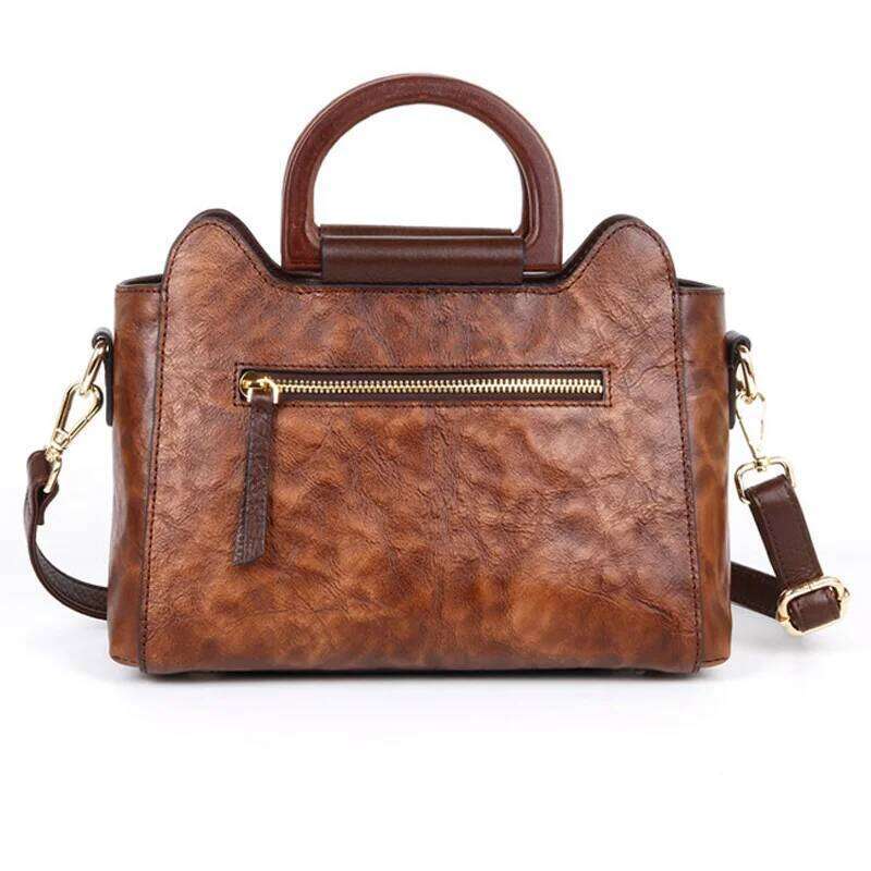 Vintage Women Genuine Tote Bag Anti-Theft Ladies Cow Leather Handbag Floral Female Cowhide Shoulder Or Crossbody Bags