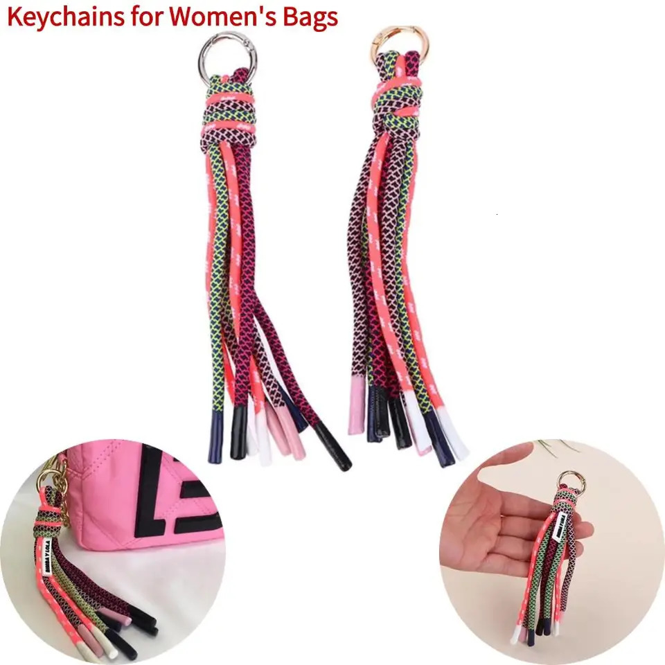 Colorful High-quality Hardware Anti-theft Keychain Key-chain Woman Bag Keychains for Womens Bags Decorative Pendant Tassel 250616