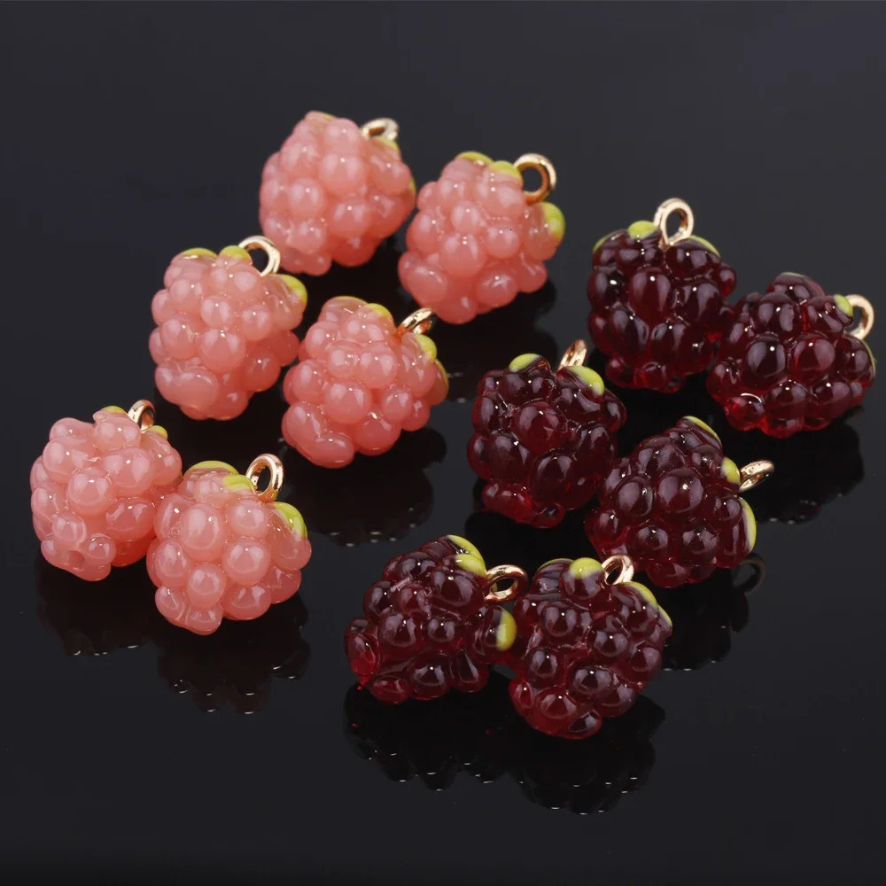 4pcs/lot 3D Raspberry Grapes Resin Fruits Charms for Earrings Keychain Bracelet DIY Decoration Jewelry Making Supplies Findings 250609