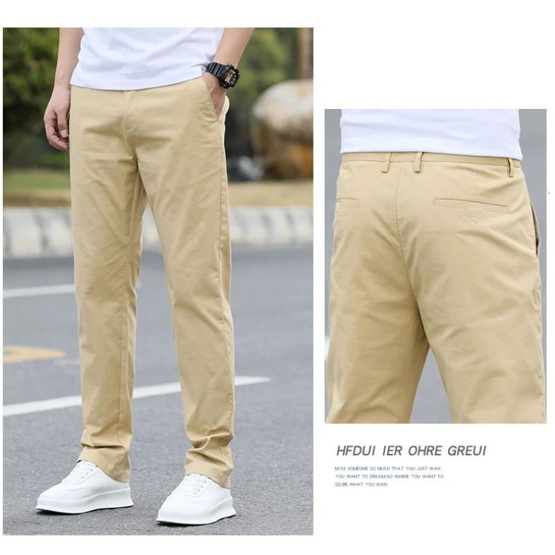 Mens High-Quality Chinos -Cotton Casual Trousers - Breathable Straight Pants Sizes w28-w40 250614