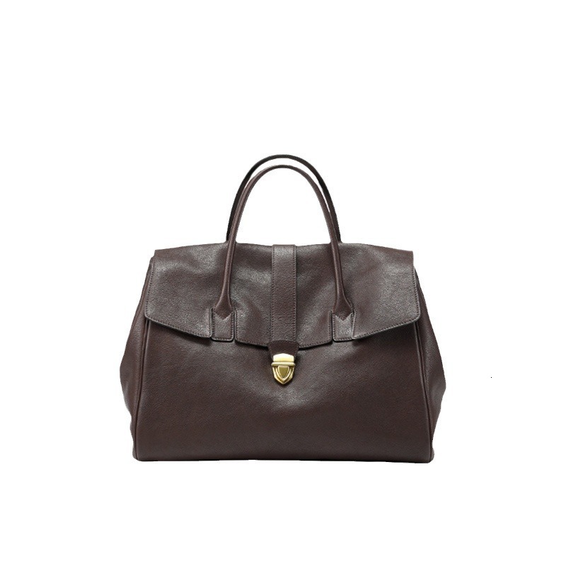 Designer Qiu Zhen Vintage Vegetable Luxury Bag Tanned Top Layer Cowhide Handbag Women's Genuine Leather Bag Large Capacity Commuter Bag Free Ship