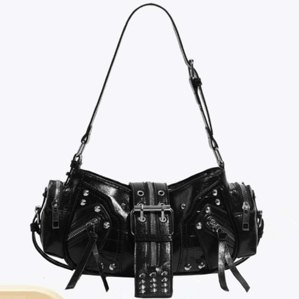 New Autumn Winter Shoulder Crossbody High end Versatile Underarm Studded Motorcycle Bag