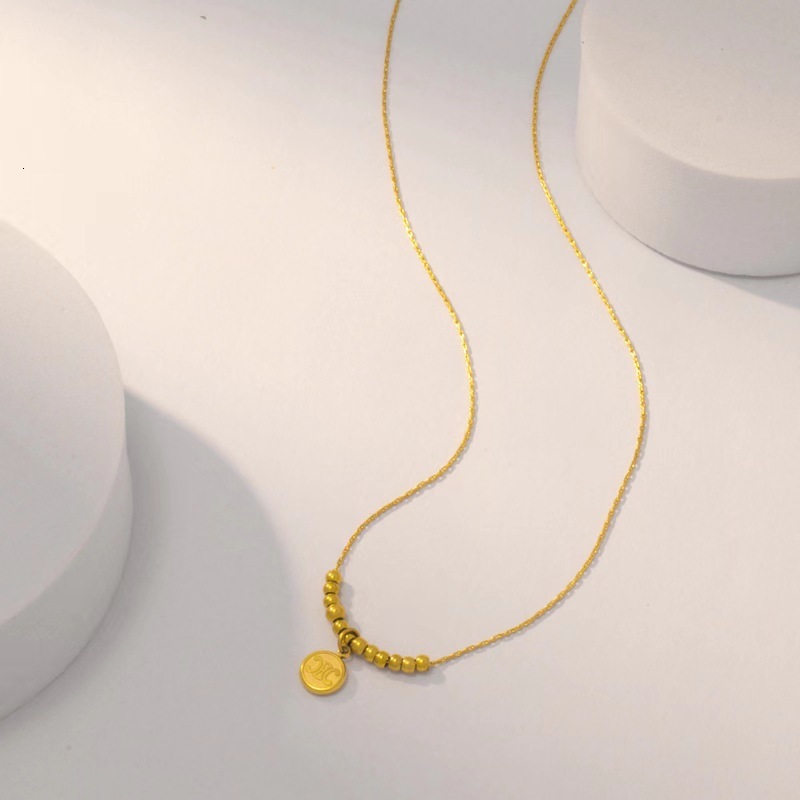 Collarbone Chain Simple Niche Versatile Arc de Triomphe Titanium Steel Non-Fading Gold-Plated Necklace for Women
