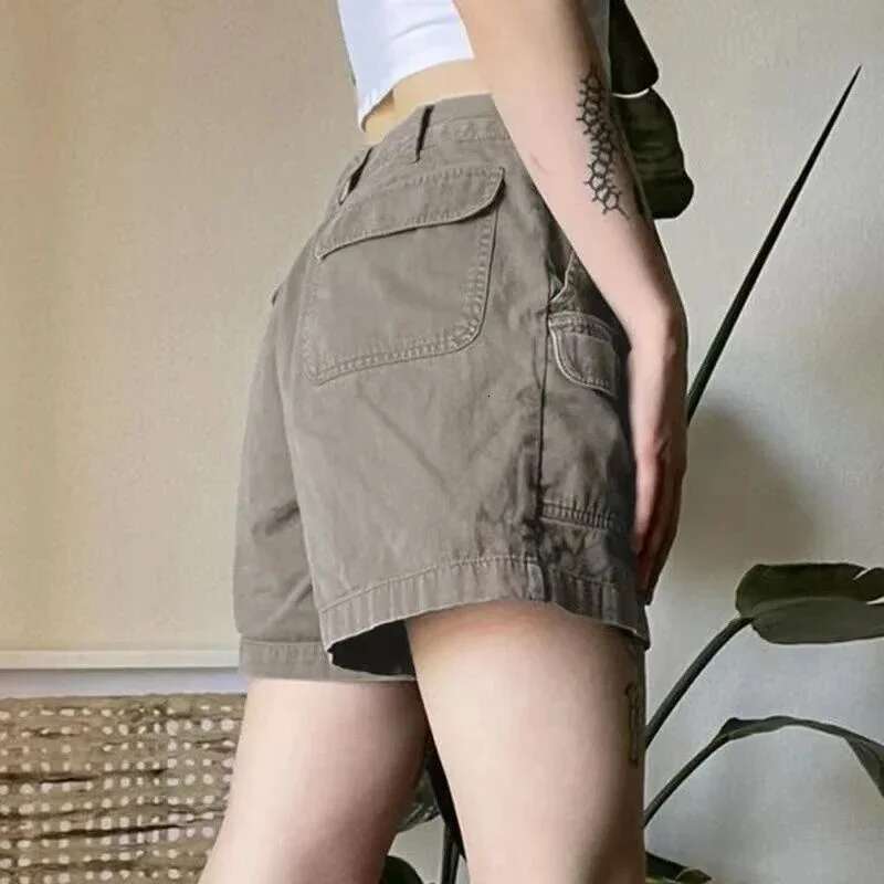 Streetwear With Waist Pocket Shorts for Women Korean Style Short Pants Woman Flowy Stretchy Jorts Aesthetic Youthful To Wear Hot