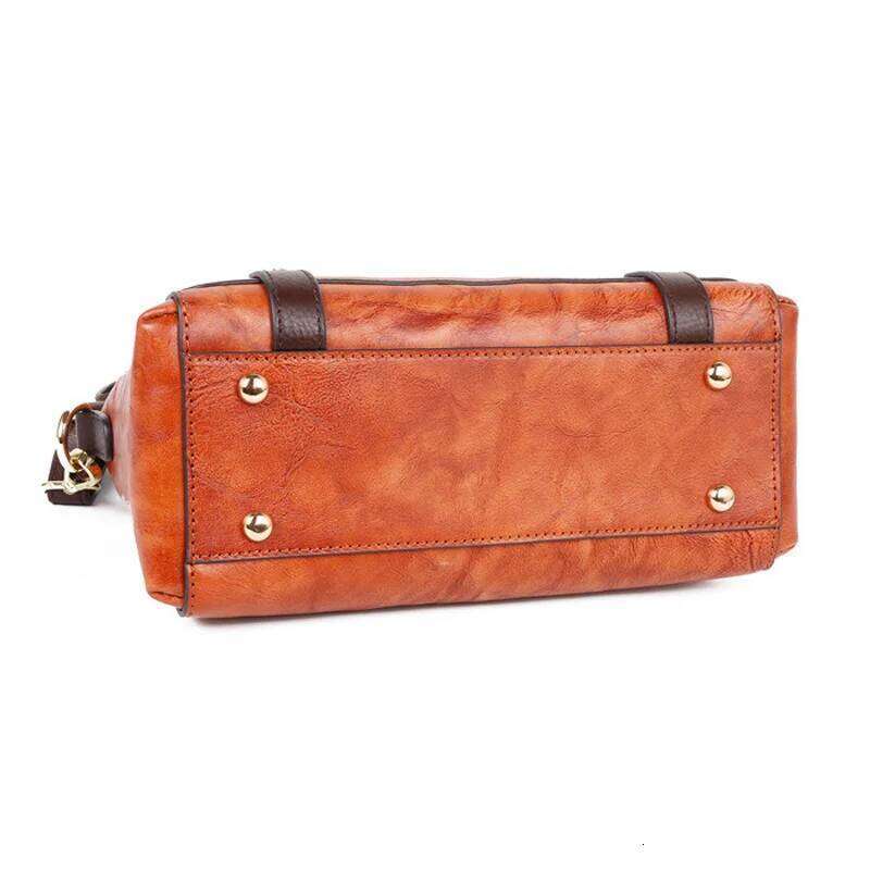 Vintage Women Genuine Tote Bag Anti-Theft Ladies Cow Leather Handbag Floral Female Cowhide Shoulder Or Crossbody Bags