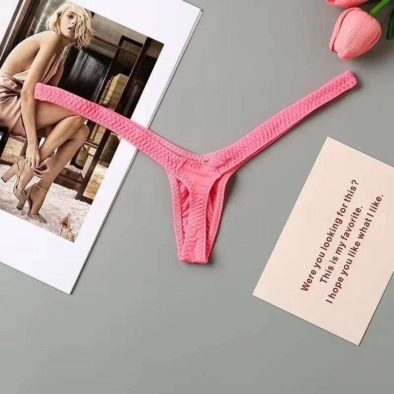 4PCS Thong Sexy Low Waist Mini Panties Deep V Womens Breathable One Line Bikini Bottom Female Panty Women Underwear 250609