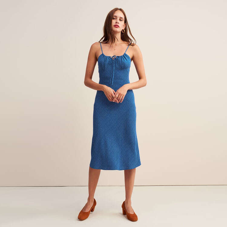 Sexy Dress Tender Womens Dresses Birthday Dress N054 Rayon Polka Dot Halter Neck Strap Dress 2025 New Womens Fashion Summer
