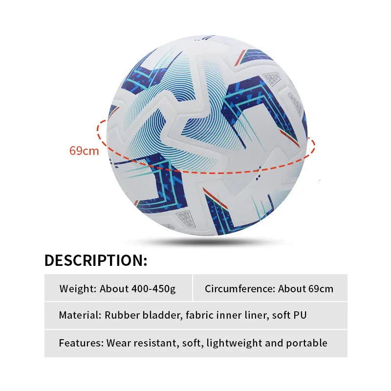 Soccer Ball Professional Standard Official Size 5 Seamless Football Soft PU Wear Resistant High Quality Match Training Balls 250617